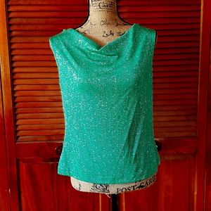 Vibrant green night out sleeveless glitter top size Medium